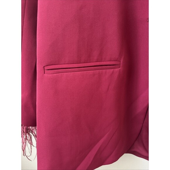Wayf Women’s Burgundy Blazer Medium Feather Sleeve Jacket NWT - Picture 4 of 8